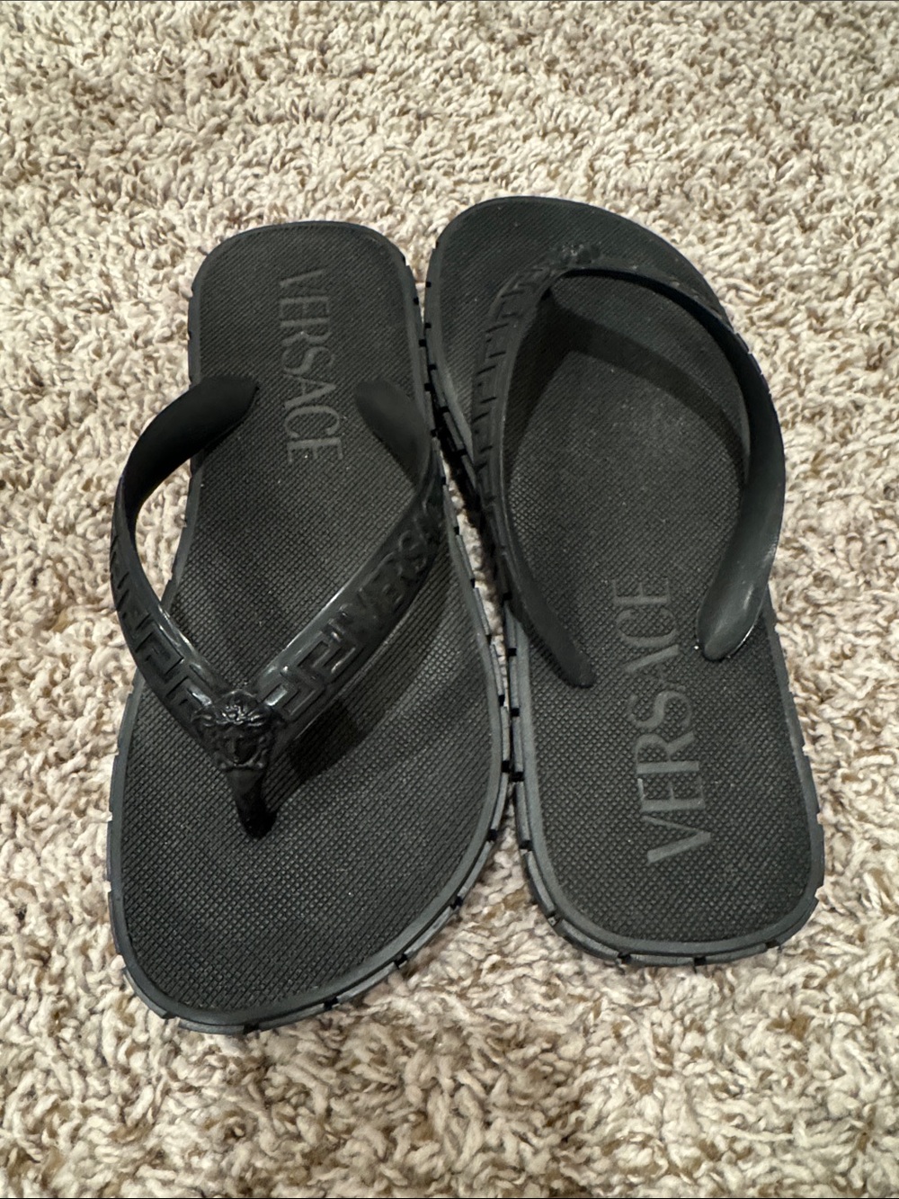 NEW Versace Black Women's Medusa Logo Flip Sandals. Size 38.